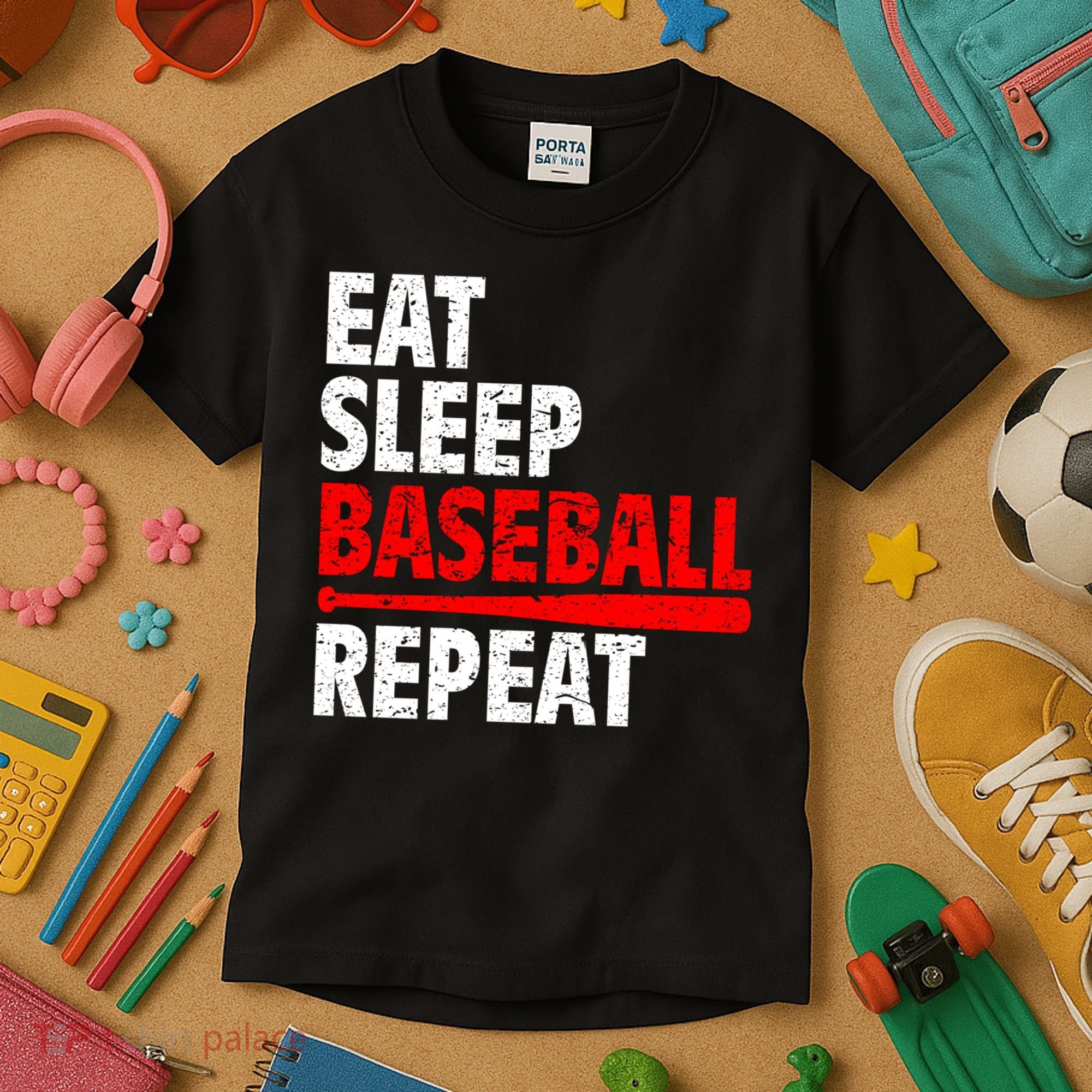 Funny Eat Sleep Baseball Repeat Gift Kids T-Shirt