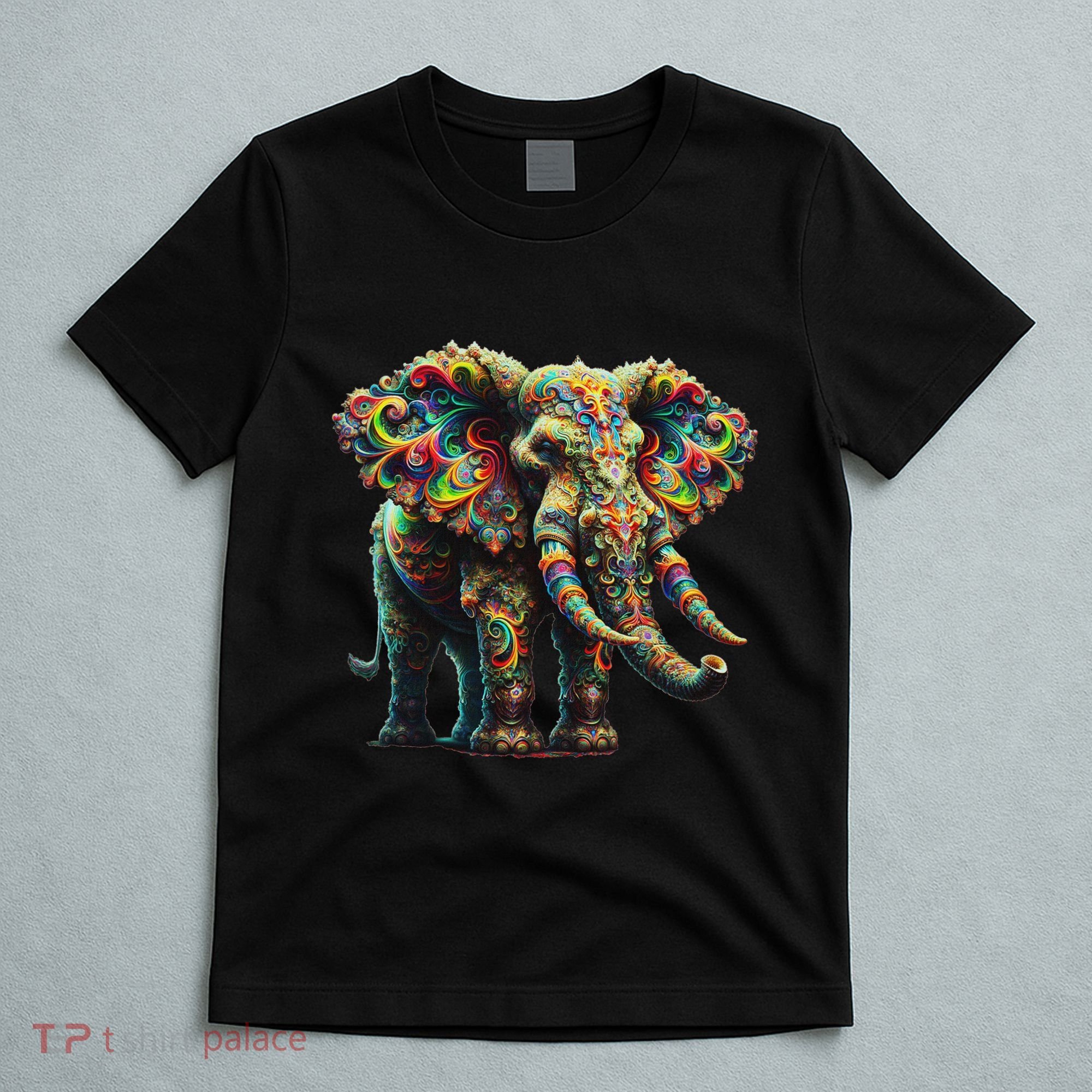 Fractal Elephant Spirit Animal Psychedelic Trippy T-Shirt
