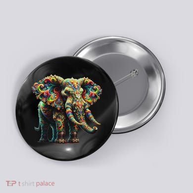 Fractal Elephant Spirit Animal Psychedelic Trippy Button