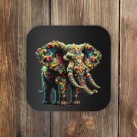 Fractal Elephant Spirit Animal Psychedelic Trippy Coaster thumb 0