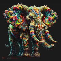Fractal Elephant Spirit Animal Psychedelic Trippy Ornament thumb 1