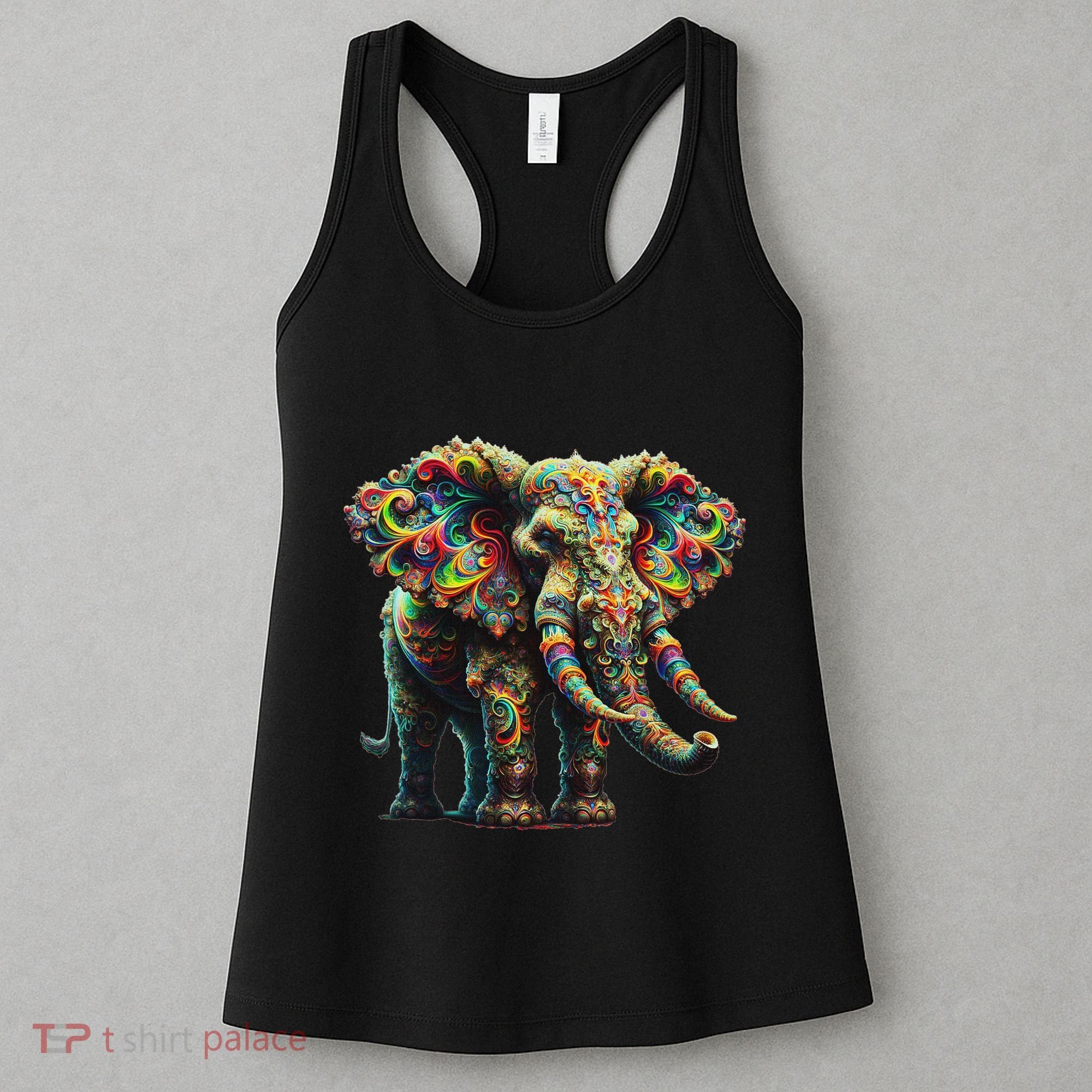 Fractal Elephant Spirit Animal Psychedelic Trippy Women's Tank Top
