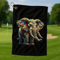 Fractal Elephant Spirit Animal Psychedelic Trippy Golf Towel thumb 1