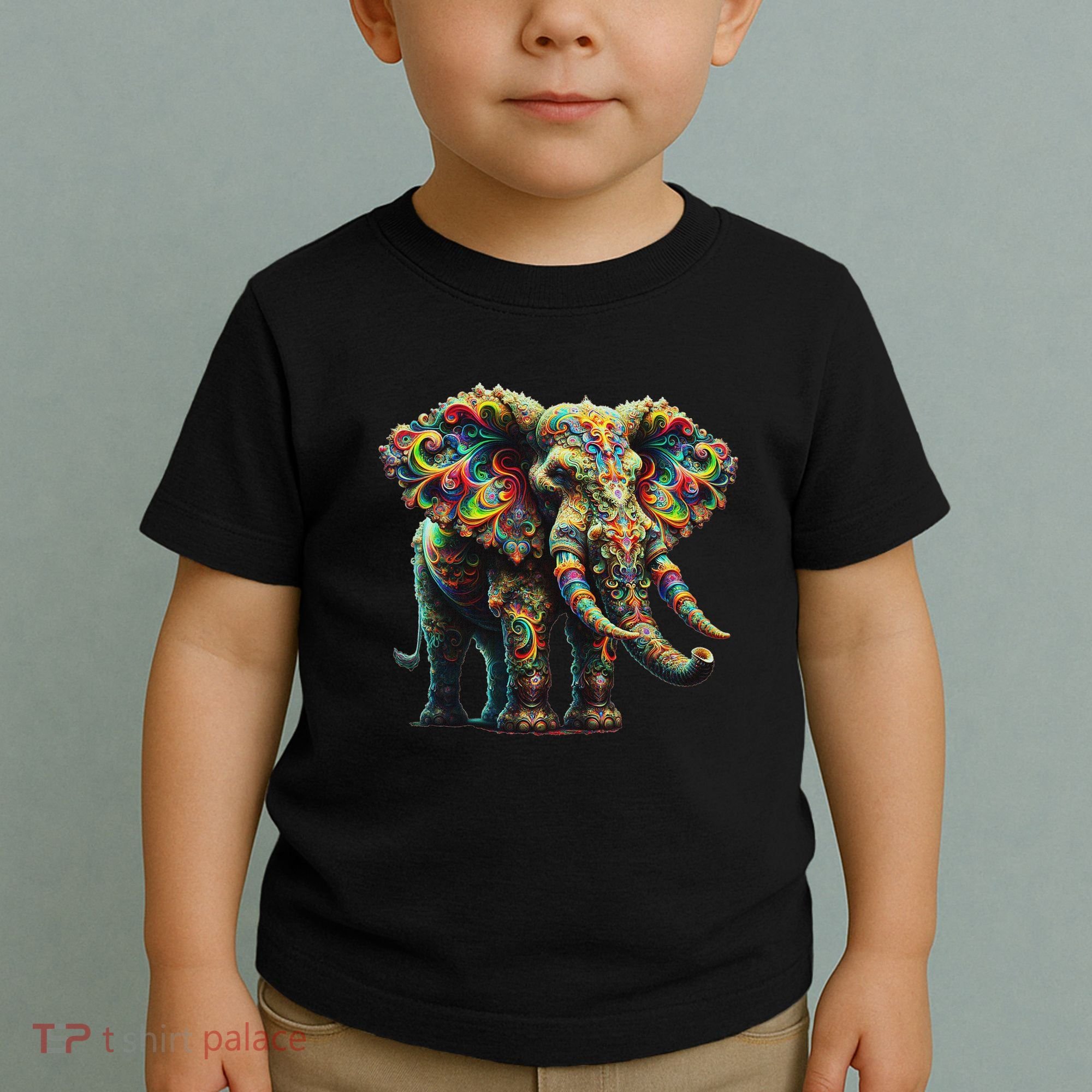 Fractal Elephant Spirit Animal Psychedelic Trippy Toddler T-Shirt