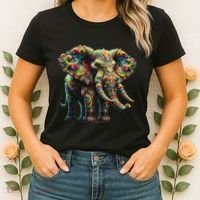 Fractal Elephant Spirit Animal Psychedelic Trippy Women's T-Shirt thumb 2