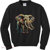 Fractal Elephant Spirit Animal Psychedelic Trippy Kids Sweatshirt thumb 0