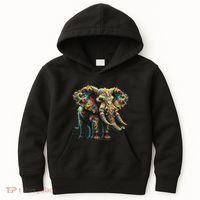 Fractal Elephant Spirit Animal Psychedelic Trippy Kids Hoodie thumb 0