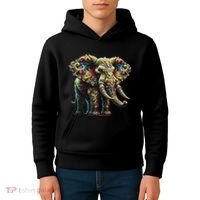 Fractal Elephant Spirit Animal Psychedelic Trippy Kids Hoodie thumb 4