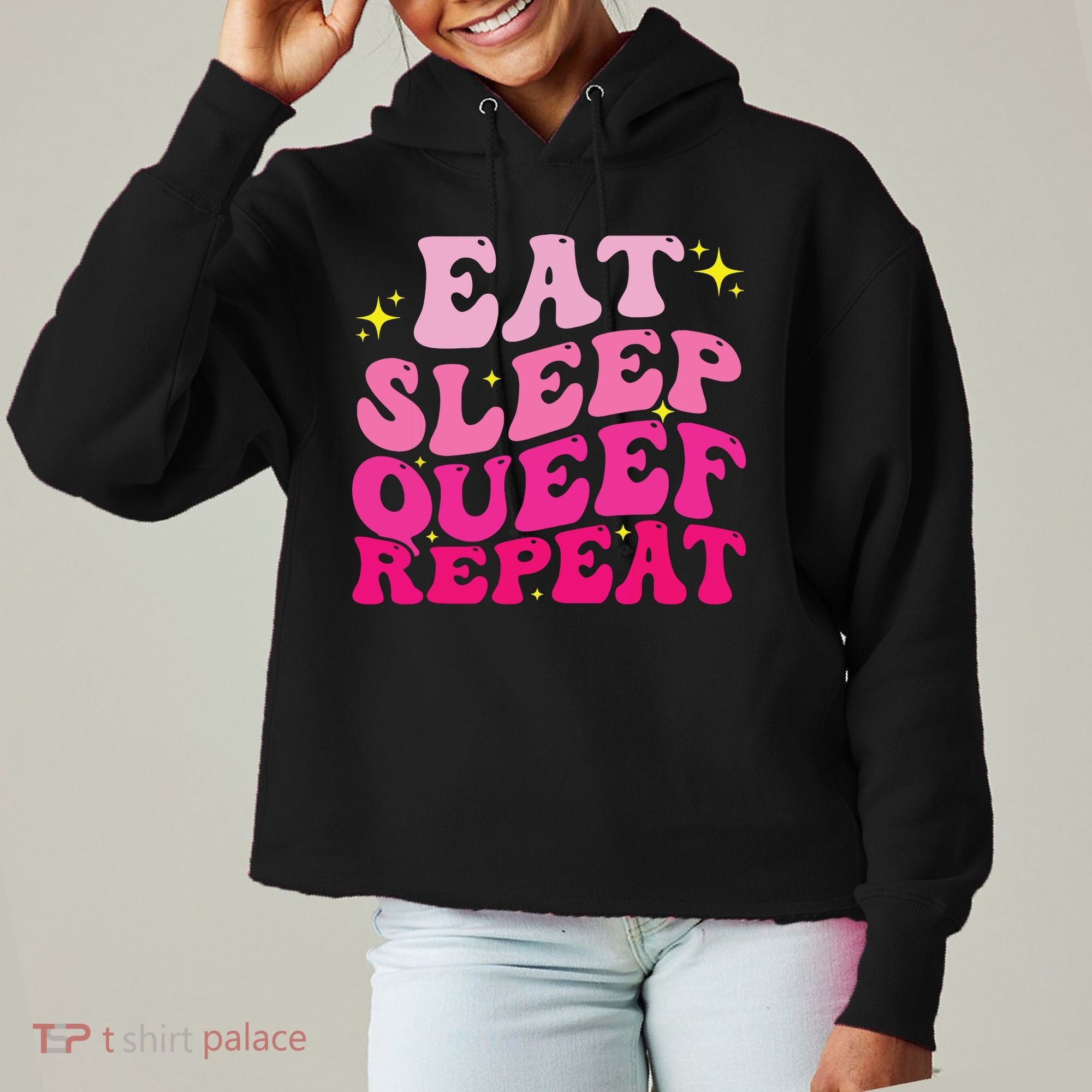 Funny Eat Sleep Queef Repeat Inappropriate Queefing Joke Ladies Heavyweight Boxy Pullover Hoodie