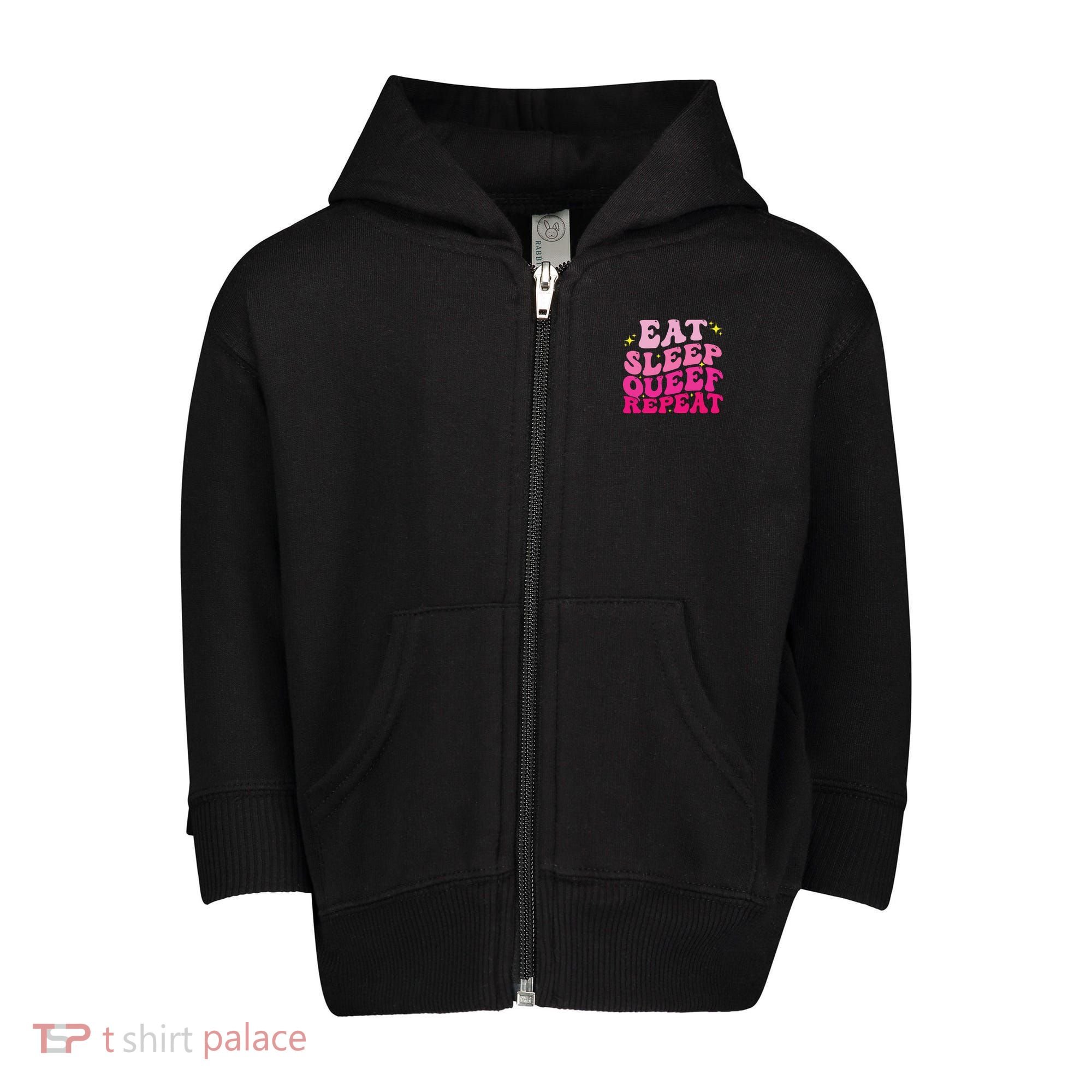 Funny Eat Sleep Queef Repeat Inappropriate Queefing Joke Toddler Zip Fleece Hoodie