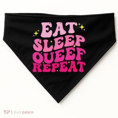 Funny Eat Sleep Queef Repeat Inappropriate Queefing Joke USA-Made Doggie Bandana