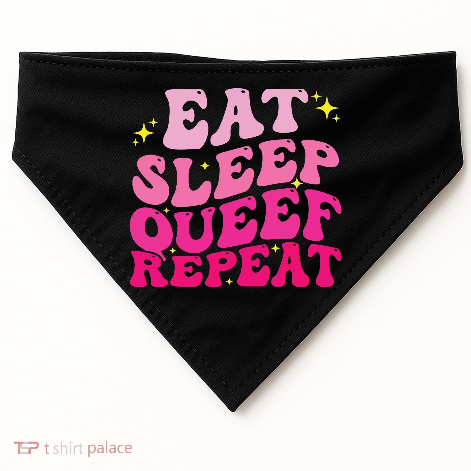 Funny Eat Sleep Queef Repeat Inappropriate Queefing Joke USA-Made Doggie Bandana