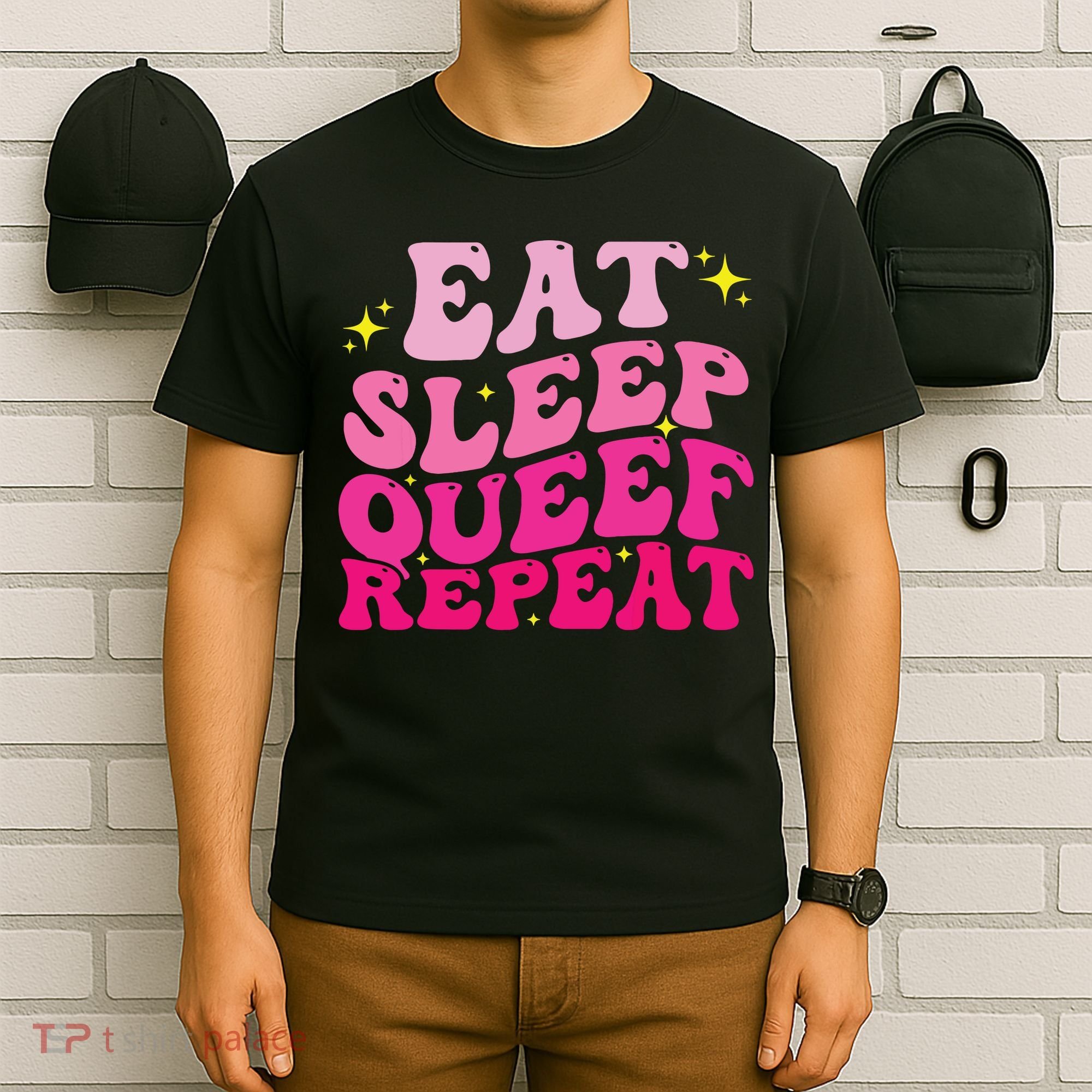 Funny Eat Sleep Queef Repeat Inappropriate Queefing Joke T-Shirt