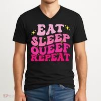 Funny Eat Sleep Queef Repeat Inappropriate Queefing Joke V-Neck T-Shirt thumb 2