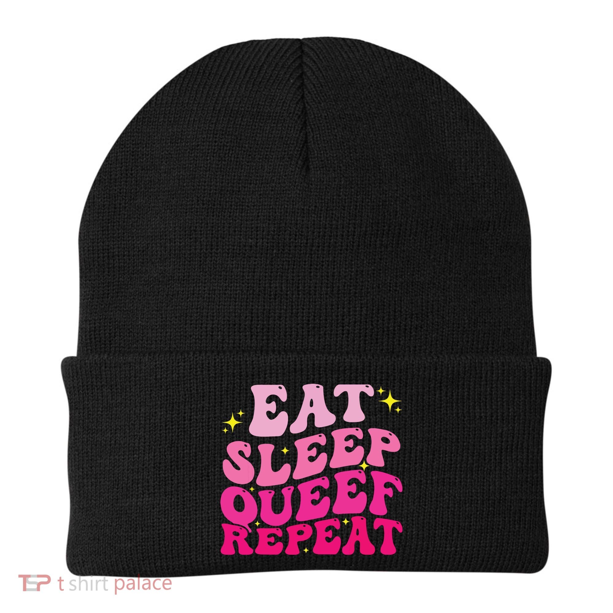 Funny Eat Sleep Queef Repeat Inappropriate Queefing Joke Beanie