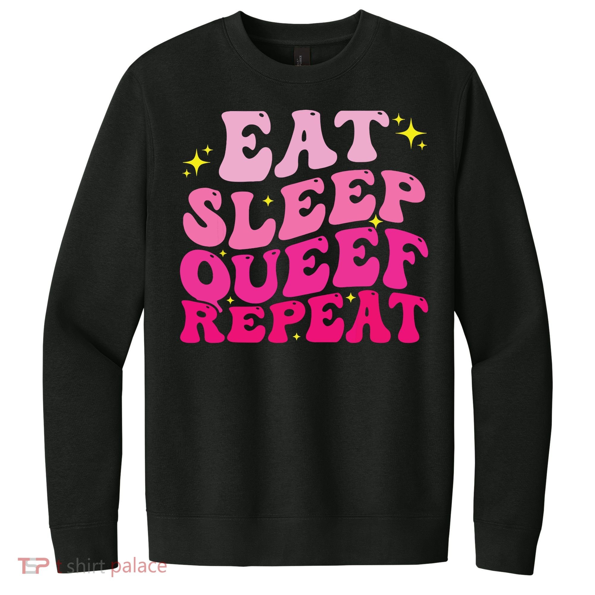 Funny Eat Sleep Queef Repeat Inappropriate Queefing Joke V.I.T. Fleece Crew Sweatshirt