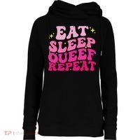 Funny Eat Sleep Queef Repeat Inappropriate Queefing Joke Womens Funnel Neck Pullover Hood thumb 0
