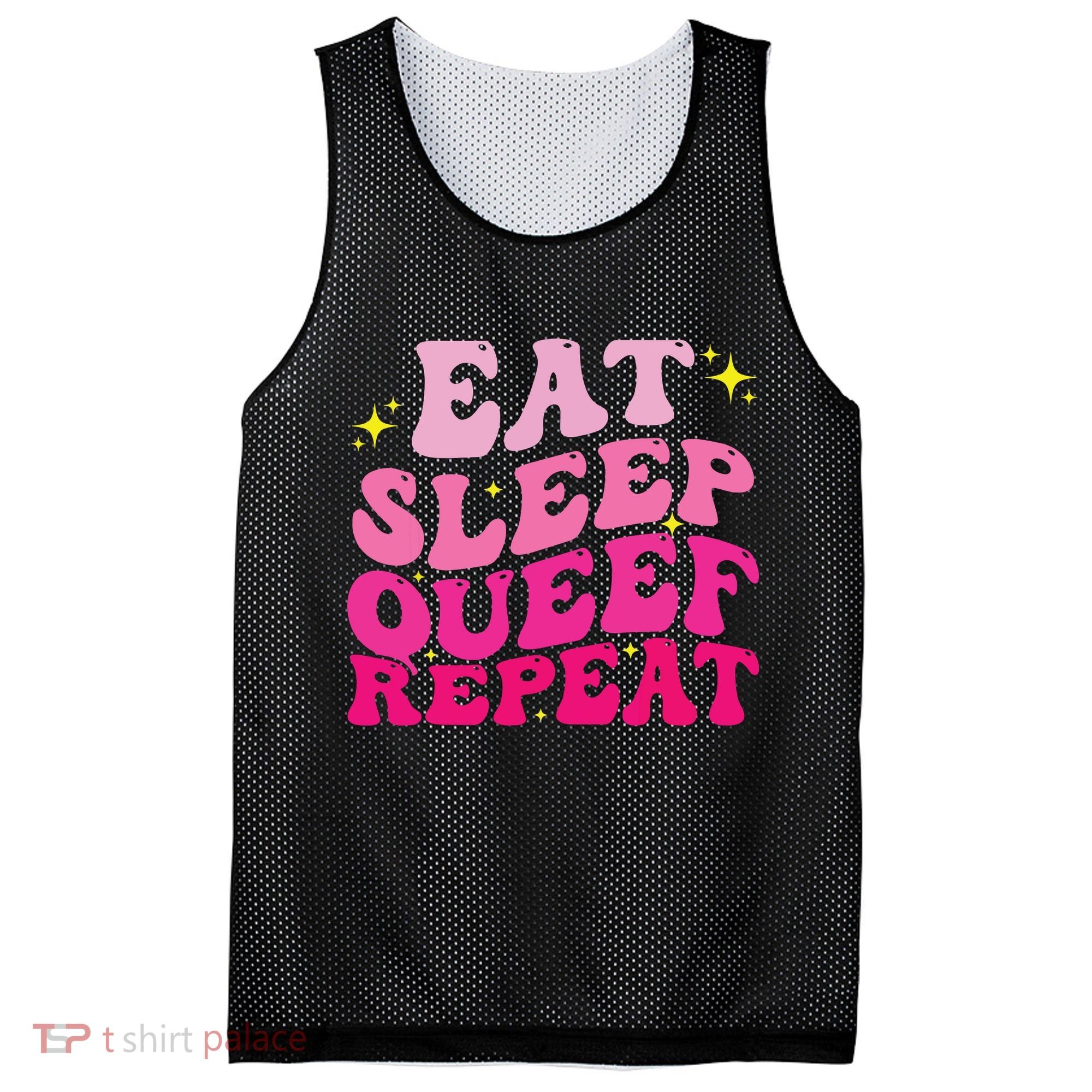 Funny Eat Sleep Queef Repeat Inappropriate Queefing Joke Mesh Reversible Basketball Jersey Tank
