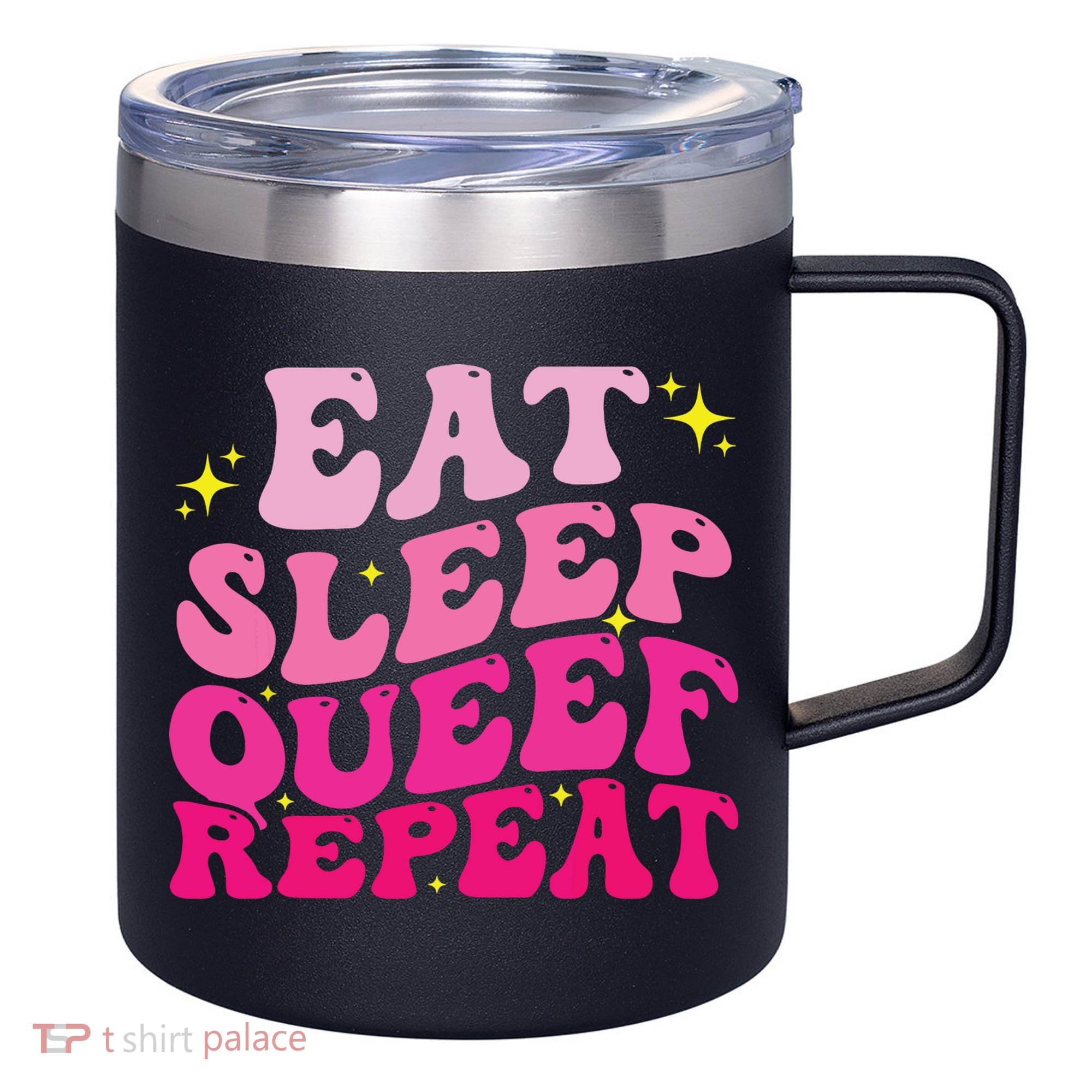 Funny Eat Sleep Queef Repeat Inappropriate Queefing Joke 12oz Stainless Steel Coffee Mug