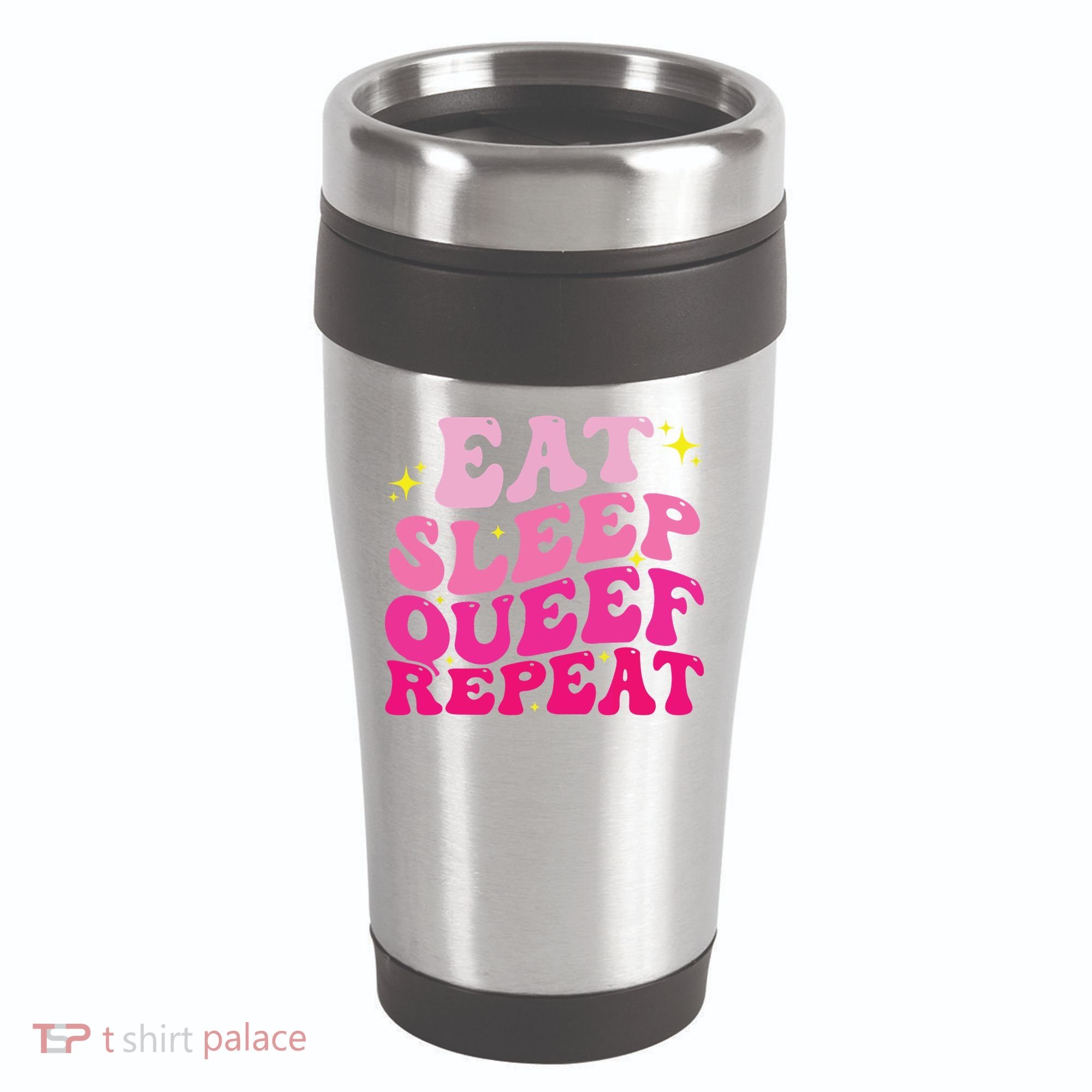Funny Eat Sleep Queef Repeat Inappropriate Queefing Joke 16oz Travel Tumbler