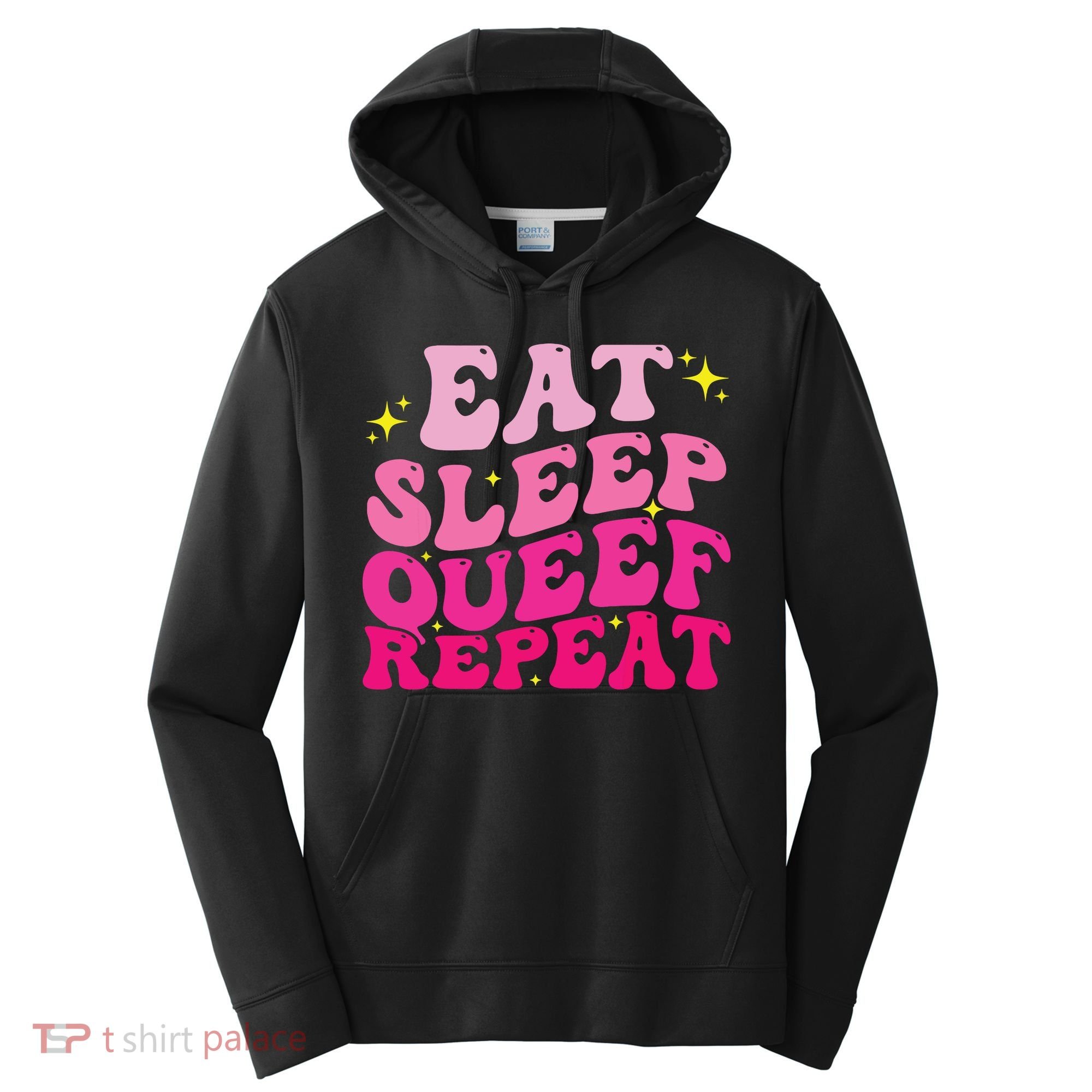 Funny Eat Sleep Queef Repeat Inappropriate Queefing Joke Performance Fleece Hoodie