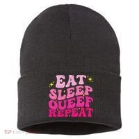 Funny Eat Sleep Queef Repeat Inappropriate Queefing Joke Sustainable Knit Beanie thumb 0