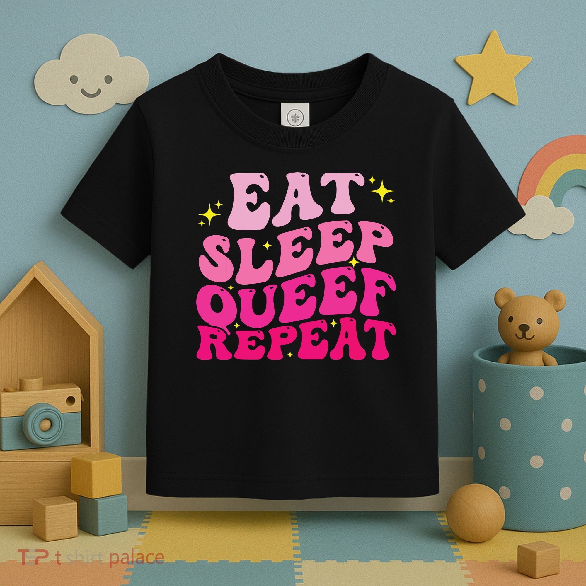 Funny Eat Sleep Queef Repeat Inappropriate Queefing Joke Toddler T-Shirt