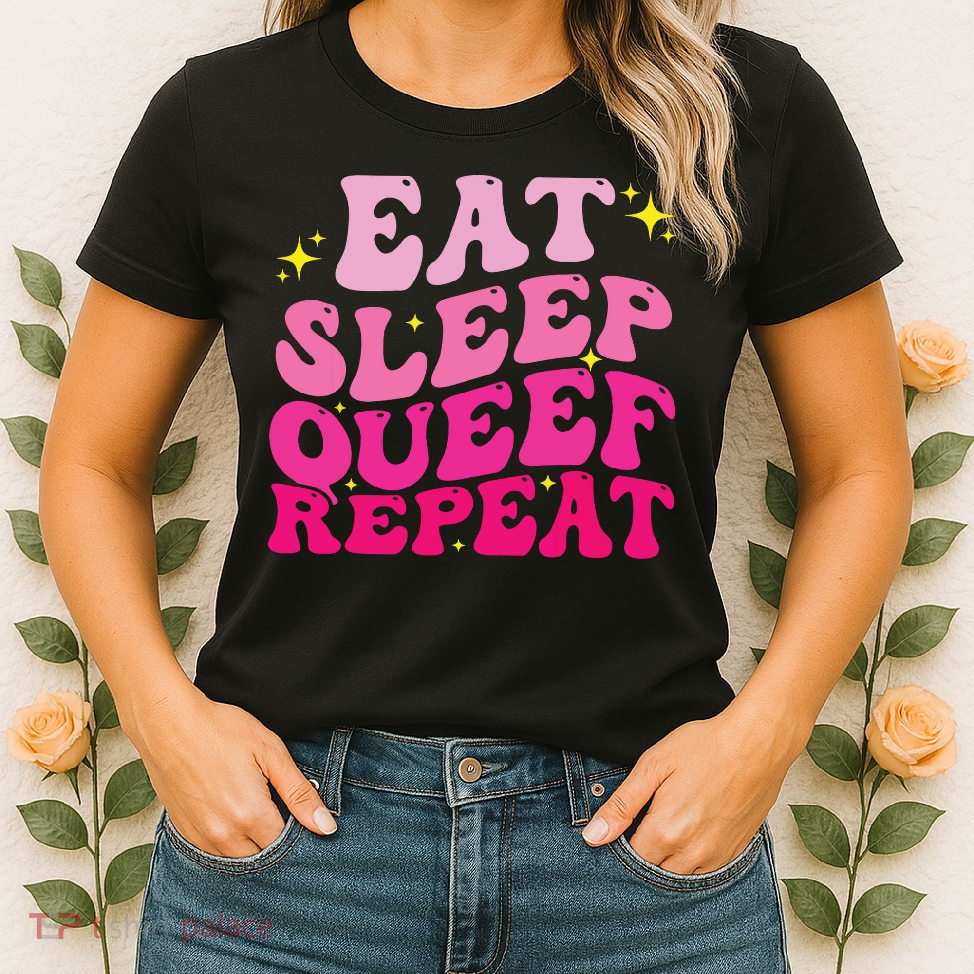 Funny Eat Sleep Queef Repeat Inappropriate Queefing Joke Women's T-Shirt