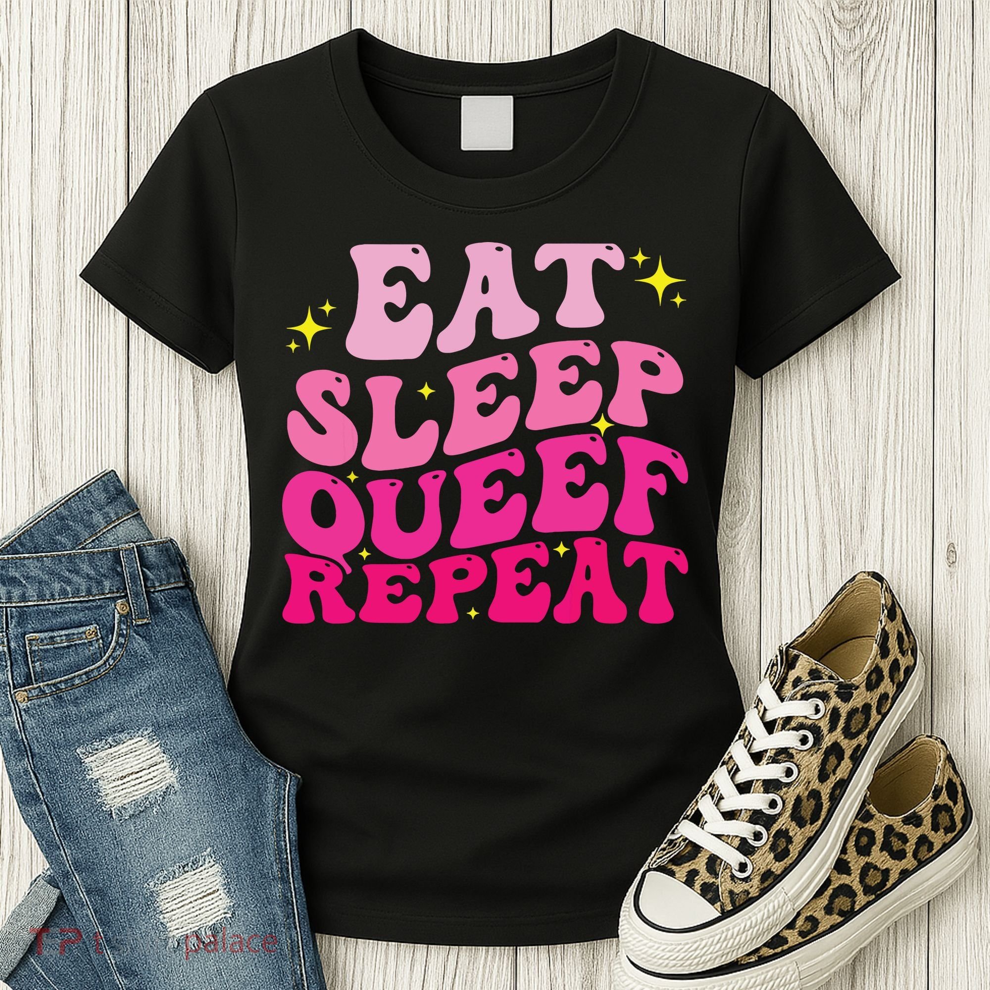 Funny Eat Sleep Queef Repeat Inappropriate Queefing Joke Women's T-Shirt