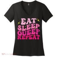 Funny Eat Sleep Queef Repeat Inappropriate Queefing Joke Women's V-Neck T-Shirt thumb 0