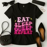 Funny Eat Sleep Queef Repeat Inappropriate Queefing Joke Women's V-Neck T-Shirt thumb 2