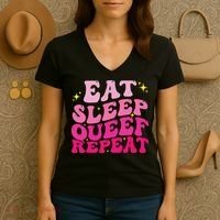 Funny Eat Sleep Queef Repeat Inappropriate Queefing Joke Women's V-Neck T-Shirt thumb 3
