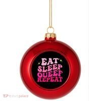 Funny Eat Sleep Queef Repeat Inappropriate Queefing Joke Plastic Christmas Ball Ornament thumb 0
