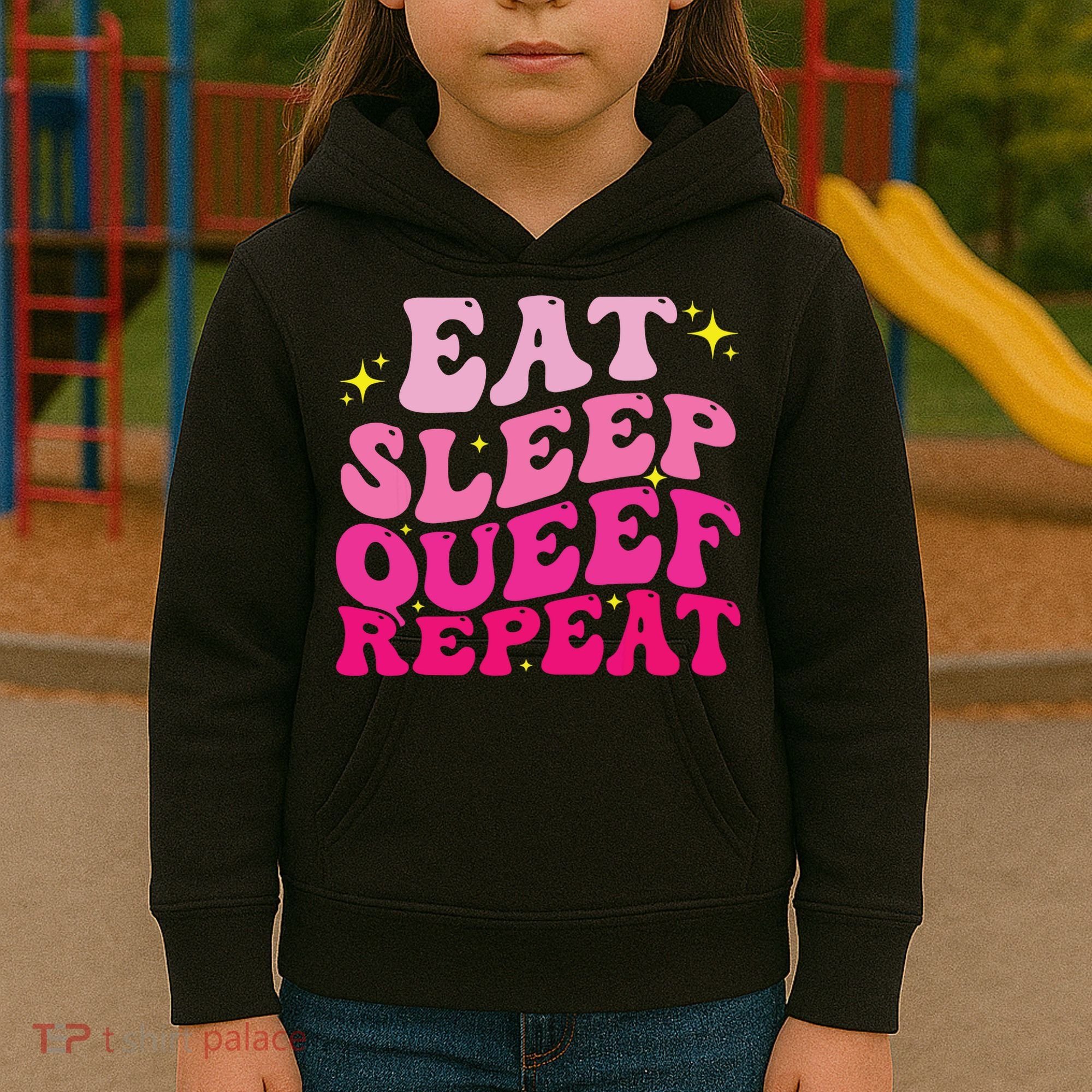 Funny Eat Sleep Queef Repeat Inappropriate Queefing Joke Kids Hoodie