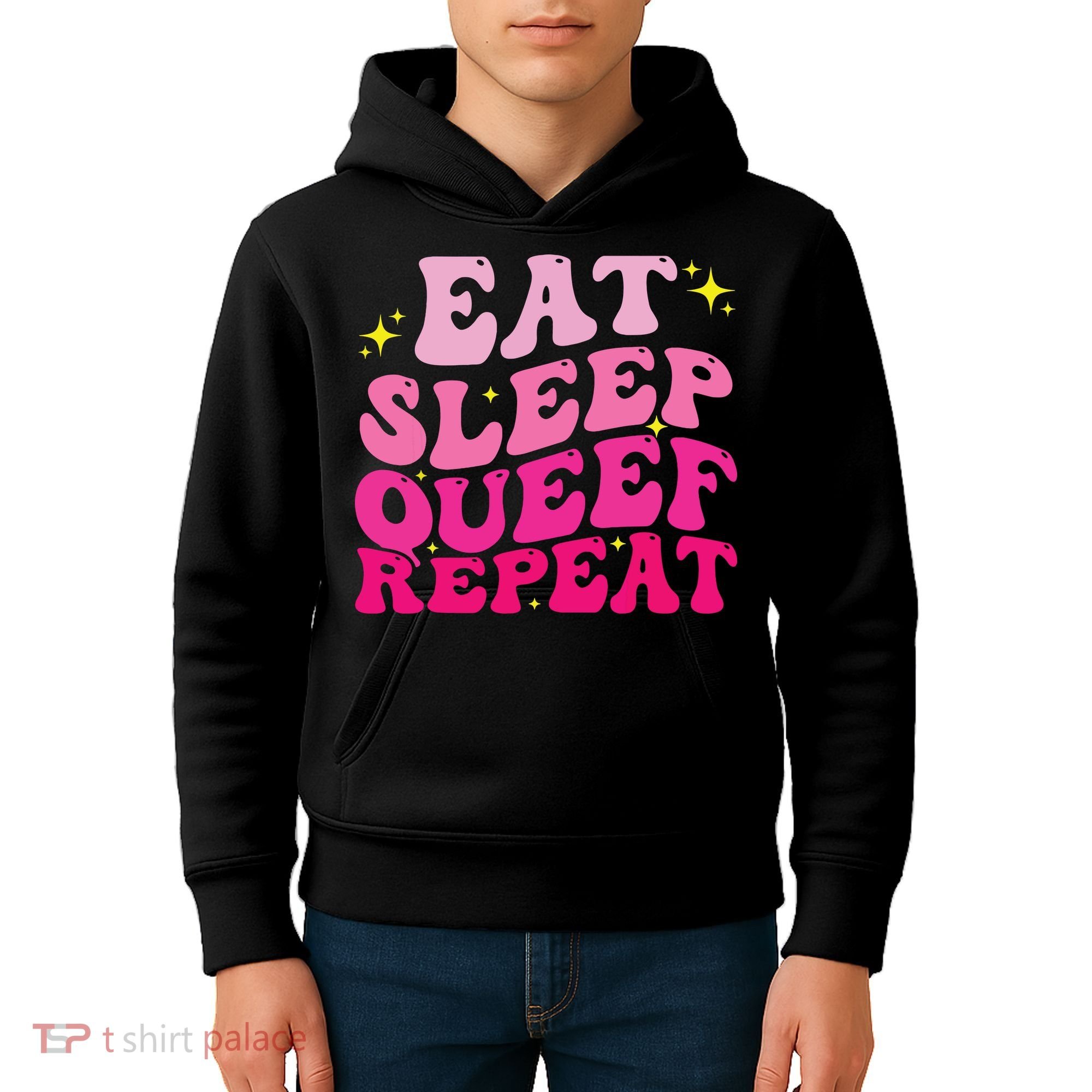 Funny Eat Sleep Queef Repeat Inappropriate Queefing Joke Kids Hoodie