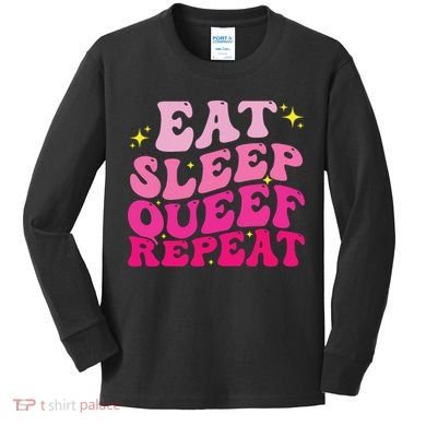 Funny Eat Sleep Queef Repeat Inappropriate Queefing Joke Kids Long Sleeve Shirt