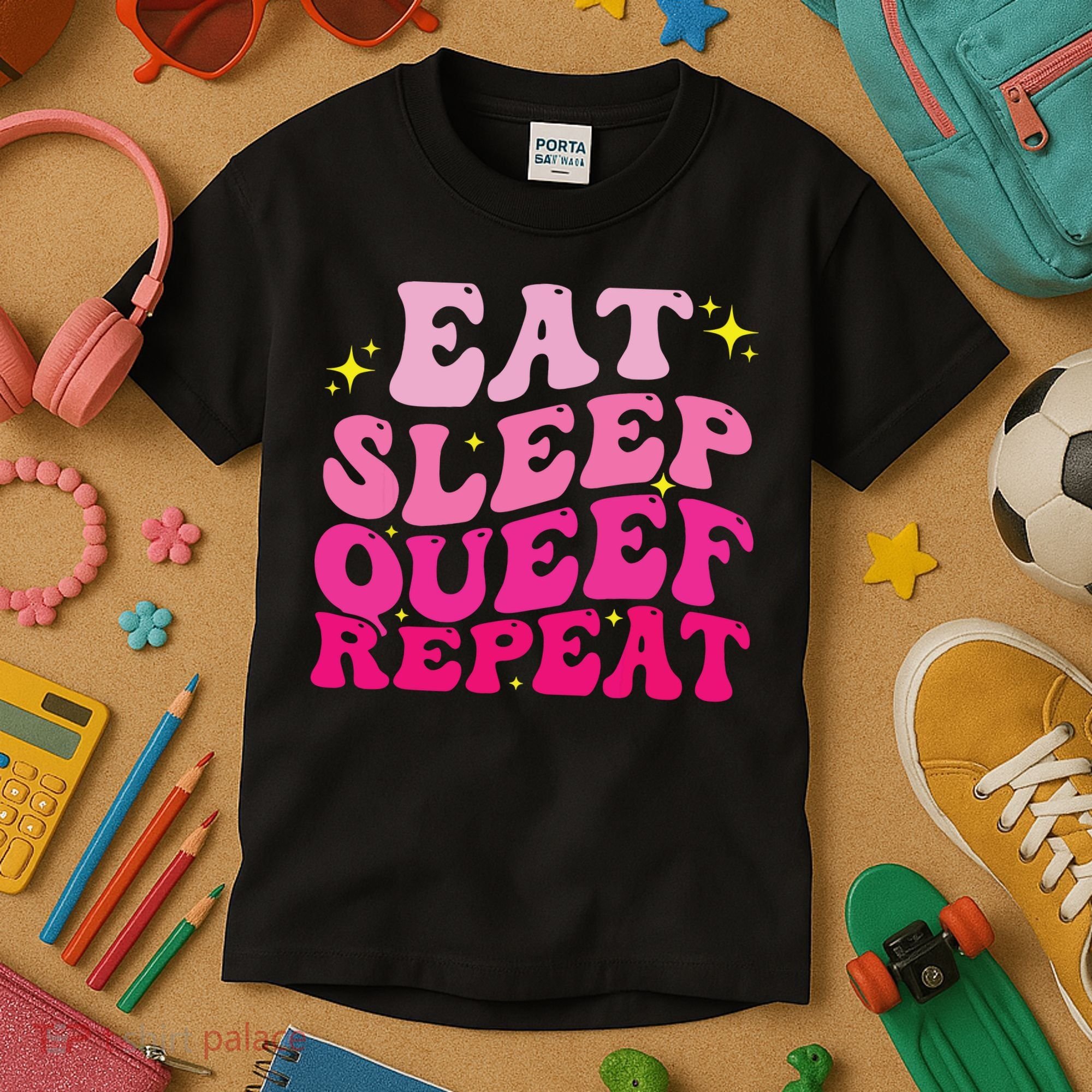 Funny Eat Sleep Queef Repeat Inappropriate Queefing Joke Kids T-Shirt