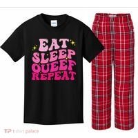 Funny Eat Sleep Queef Repeat Inappropriate Queefing Joke Kids Plaid Pajama Set thumb 0