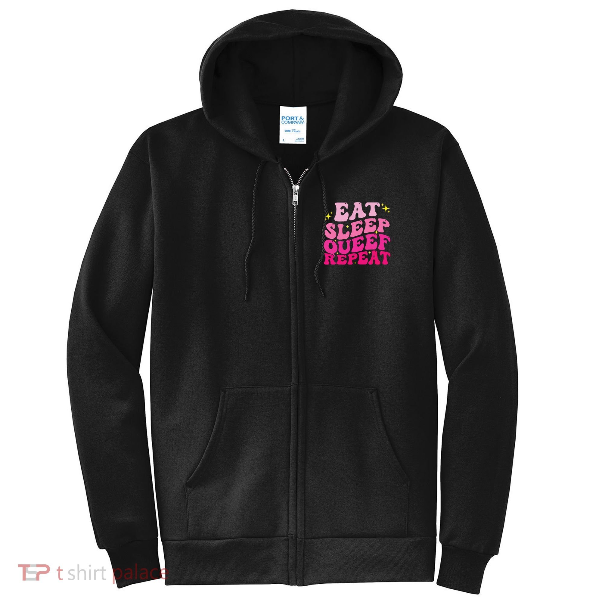 Funny Eat Sleep Queef Repeat Inappropriate Queefing Joke Full Zip Hoodie