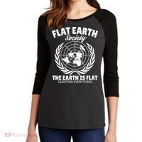 Flat Earth Society Flat Earther Women's Tri-Blend 3/4-Sleeve Raglan Shirt thumb 2