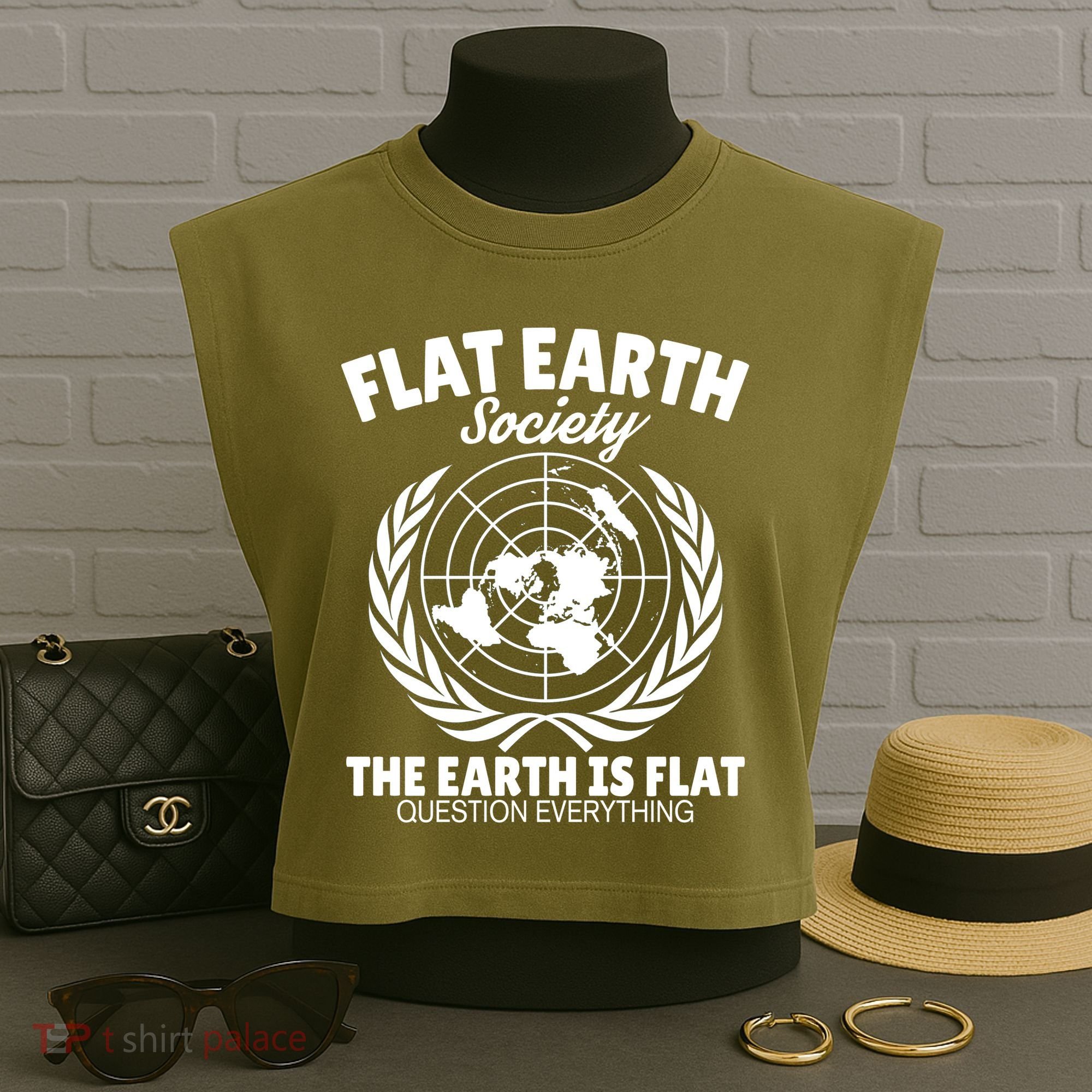 Flat Earth Society Flat Earther Garment-Dyed Women's Muscle Tee