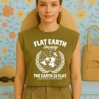 Flat Earth Society Flat Earther Garment-Dyed Women's Muscle Tee thumb 4