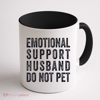 Funny Emotional Support Husband Do Not Pet Retro Husbands Coffee Mug back