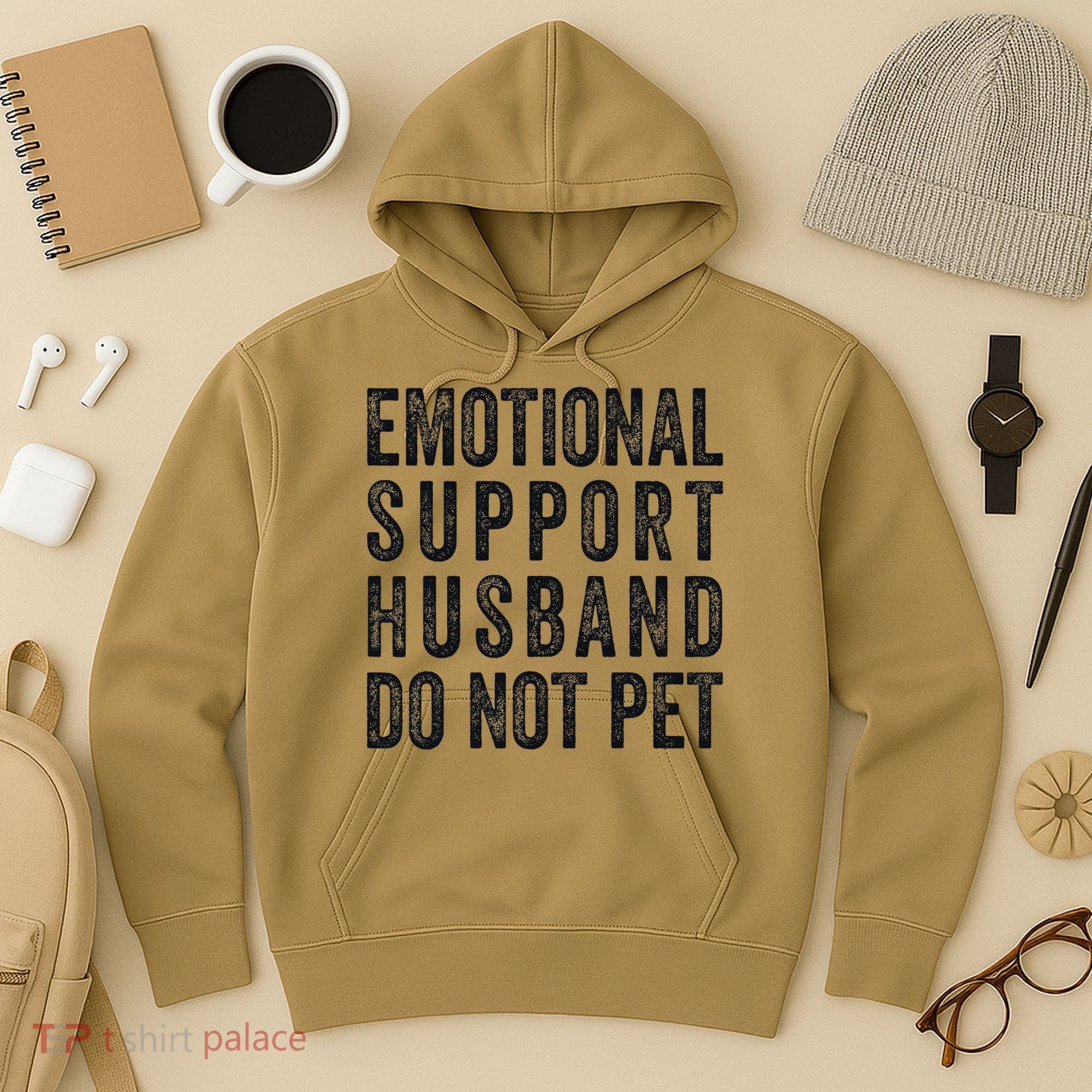 Funny Emotional Support Husband Do Not Pet Retro Husbands Hoodie