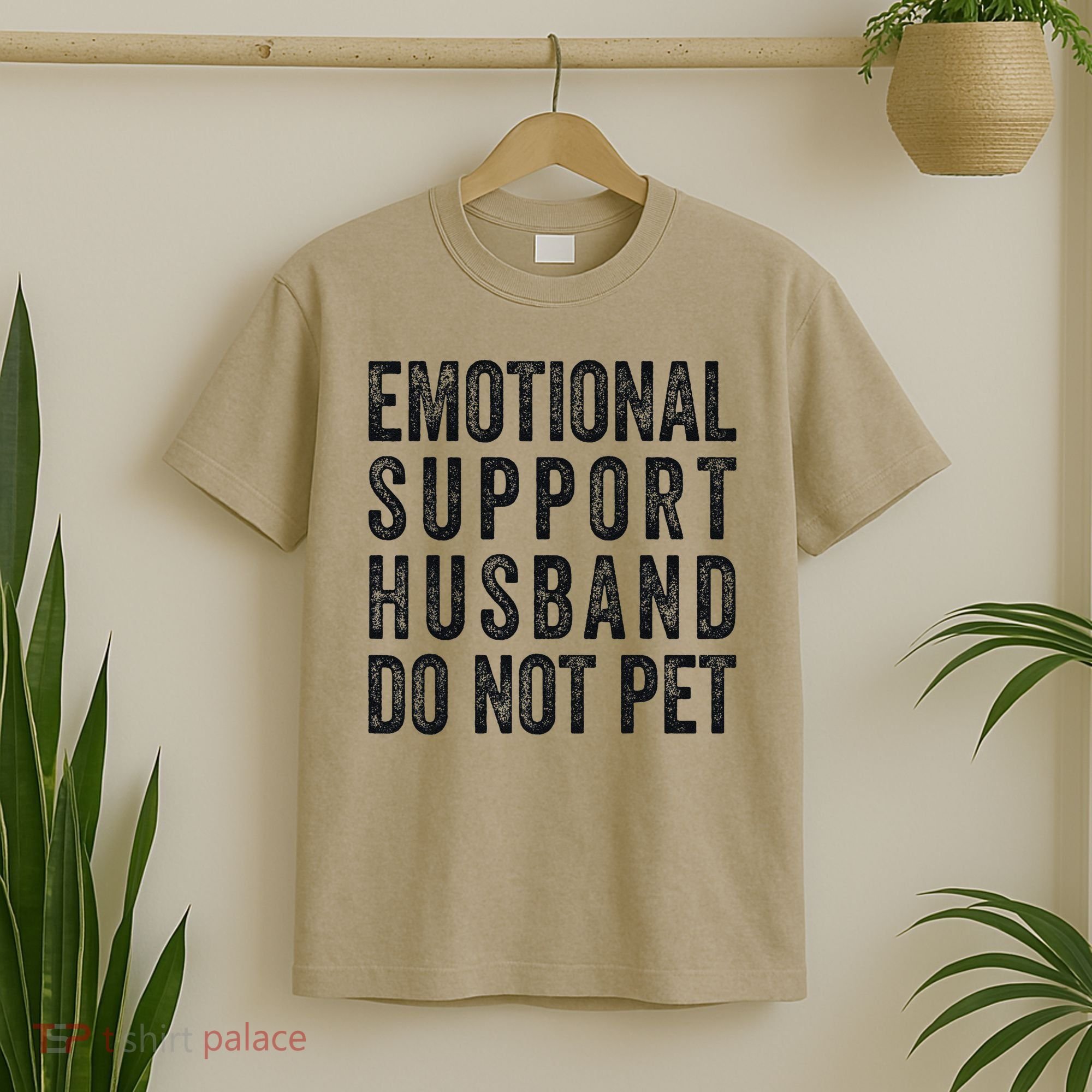 Funny Emotional Support Husband Do Not Pet Retro Husbands T-Shirt