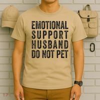 Funny Emotional Support Husband Do Not Pet Retro Husbands T-Shirt thumb 6