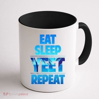 Funny Eat Sleep Yeet Repeat Vintage Gift Coffee Mug back
