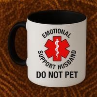 Funny Emotional Support Husband Do Not Pet Saying Coffee Mug thumb 2