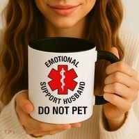 Funny Emotional Support Husband Do Not Pet Saying Coffee Mug thumb 3
