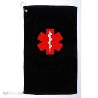 Funny Emotional Support Husband Do Not Pet Saying Golf Towel thumb 0